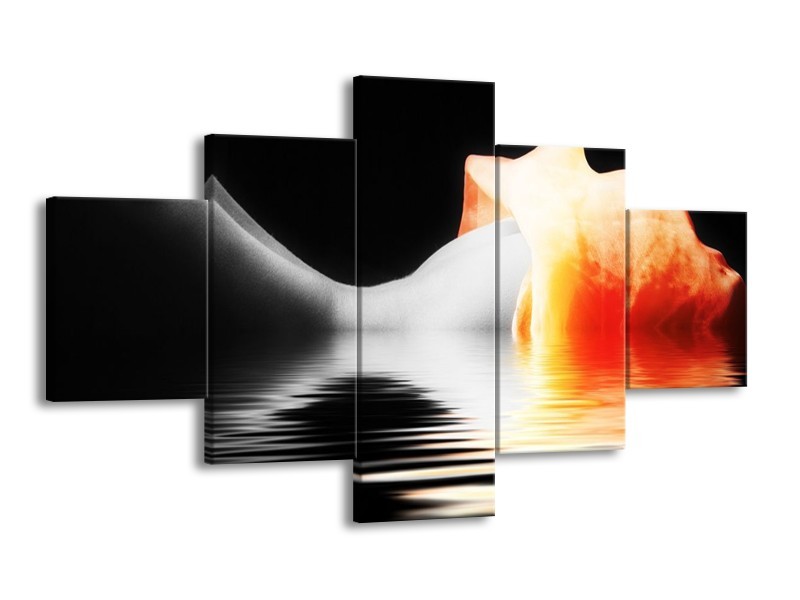 Glas schilderij Lichaam | Oranje, Wit, Zwart | 125x70cm 5Luik