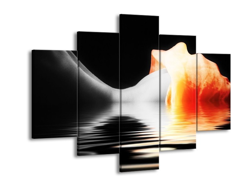 Glas schilderij Lichaam | Oranje, Wit, Zwart | 150x105cm 5Luik