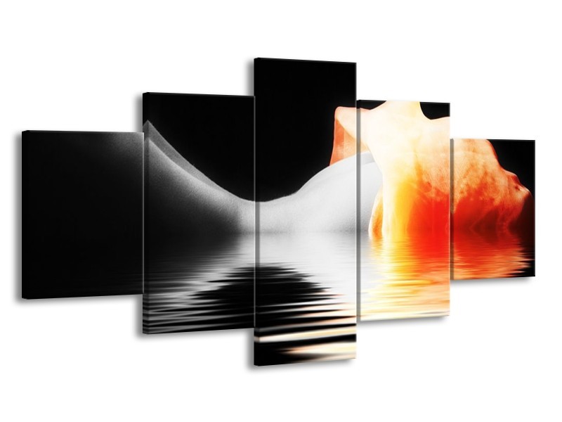 Glas schilderij Lichaam | Oranje, Wit, Zwart | 150x80cm 5Luik