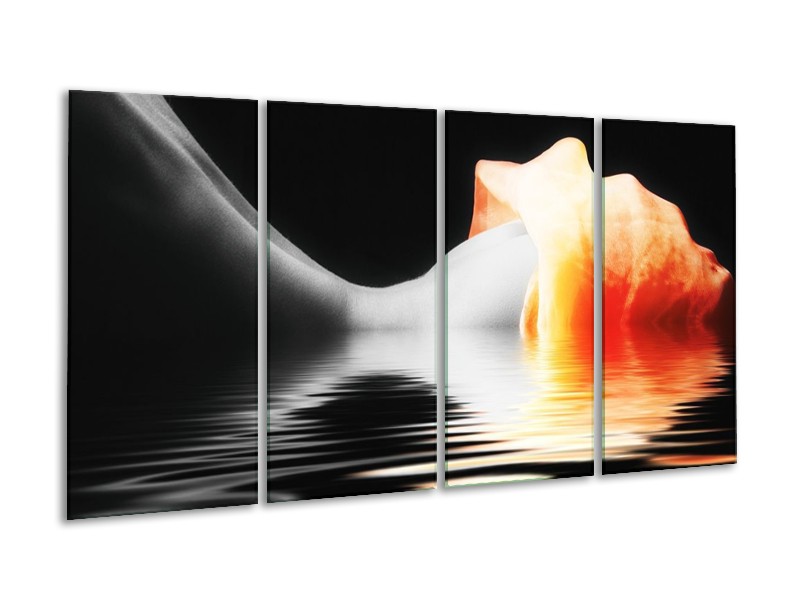 Glas schilderij Lichaam | Oranje, Wit, Zwart | 160x80cm 4Luik
