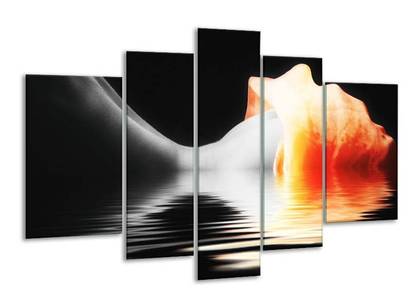 Glas schilderij Lichaam | Oranje, Wit, Zwart | 170x100cm 5Luik