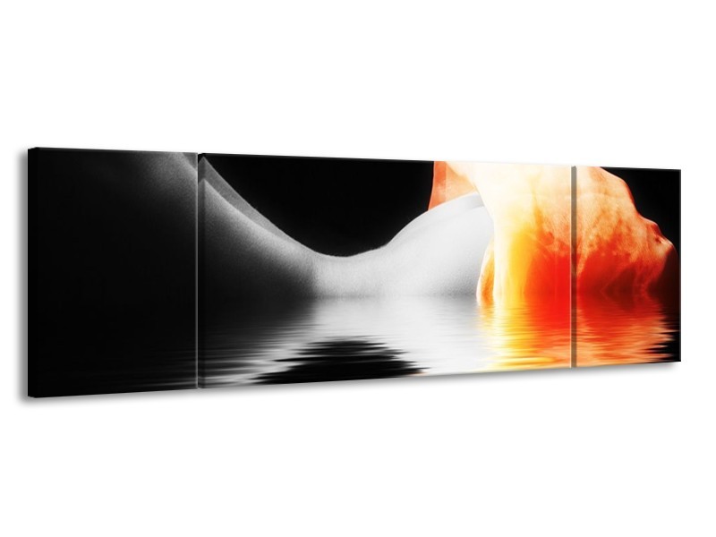Glas schilderij Lichaam | Oranje, Wit, Zwart | 170x50cm 3Luik