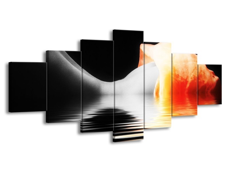 Canvas schilderij Lichaam | Oranje, Wit, Zwart | 210x100cm 7Luik