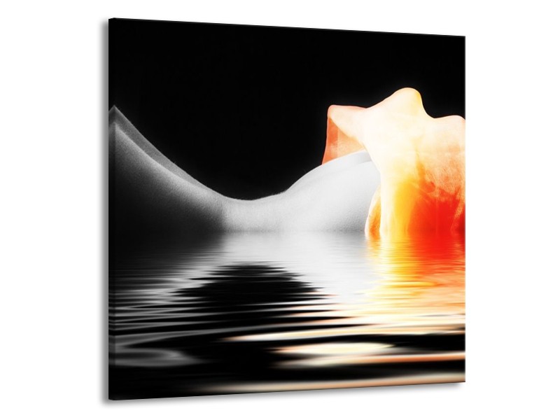 Glas schilderij Lichaam | Oranje, Wit, Zwart | 50x50cm 1Luik