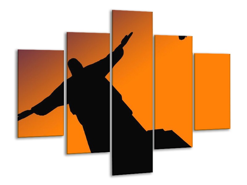 Canvas schilderij Brazilie | Oranje, Zwart, Geel | 100x70cm 5Luik