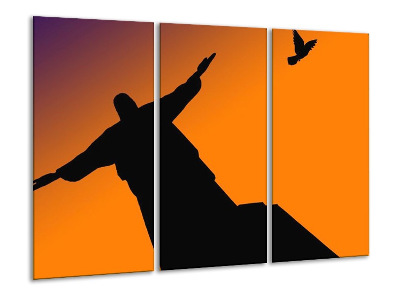 Canvas schilderij Brazilie | Oranje, Zwart, Geel | 120x80cm 3Luik