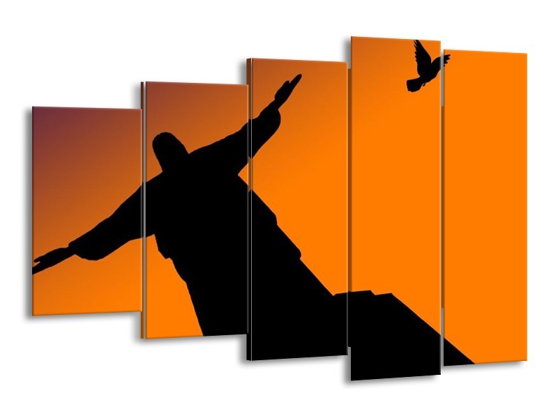 Canvas schilderij Brazilie | Oranje, Zwart, Geel | 150x100cm 5Luik