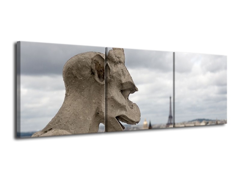 Canvas schilderij Beeld | Grijs, Wit, Blauw | 120x40cm 3Luik