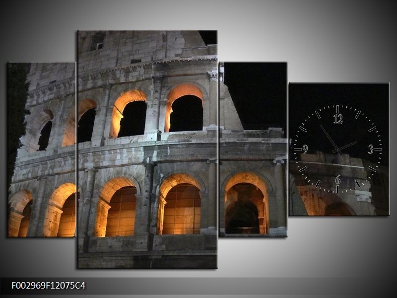 Klok schilderij Rome | Geel, Grijs, Zwart | 120x75cm 4Luik