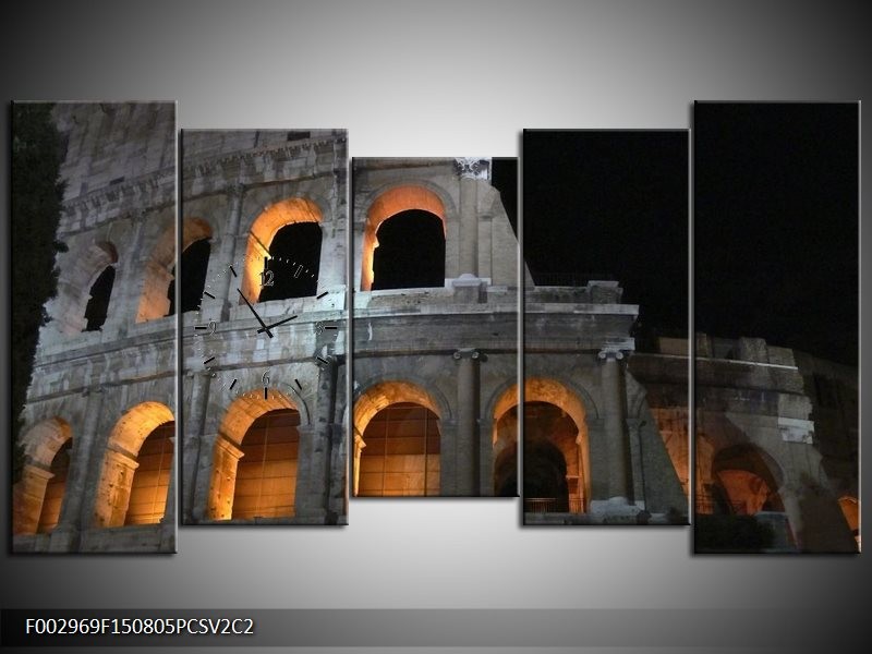 Klok schilderij Rome | Geel, Grijs, Zwart | 150x80cm 5Luik