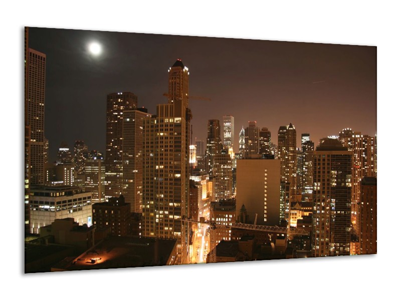 Canvas schilderij New York | Bruin, Wit | 120x70cm 1Luik