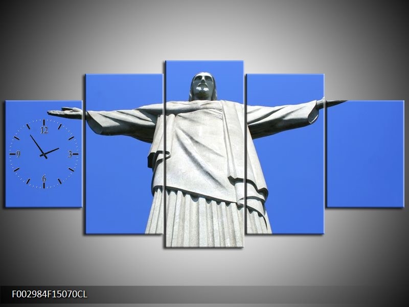 Klok schilderij Brazilie | Blauw, Grijs | 150x70cm 5Luik