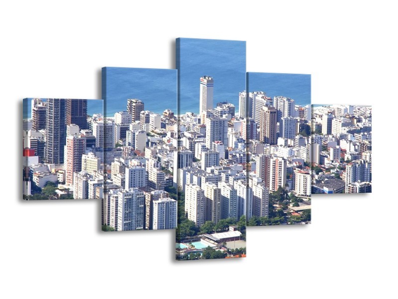 Canvas schilderij Gebouw | Wit, Blauw | 125x70cm 5Luik