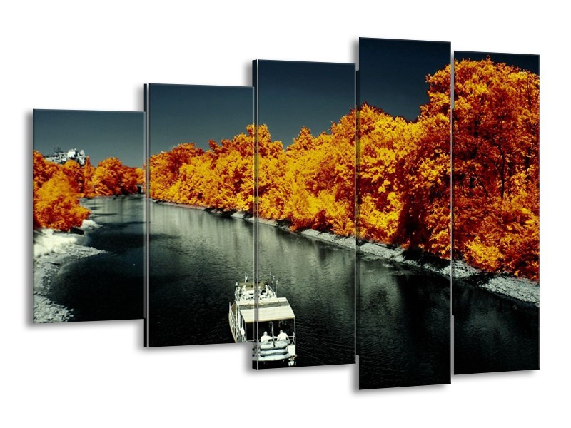 Canvas schilderij Boot | Bruin, Zwart, Grijs | 150x100cm 5Luik
