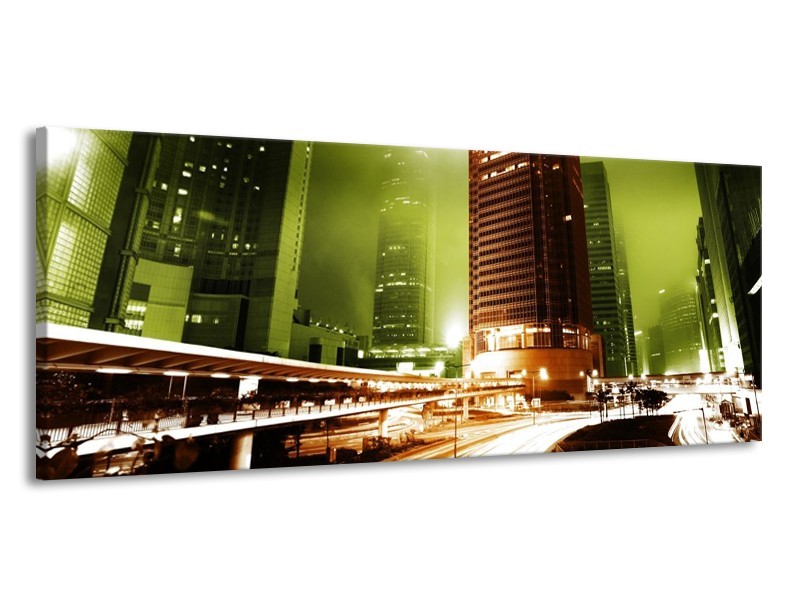 Canvas schilderij Steden | Groen, Bruin, Wit | 145x58cm 1Luik