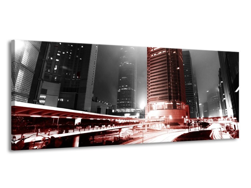 Canvas schilderij Steden | Rood, Zwart, Grijs | 145x58cm 1Luik