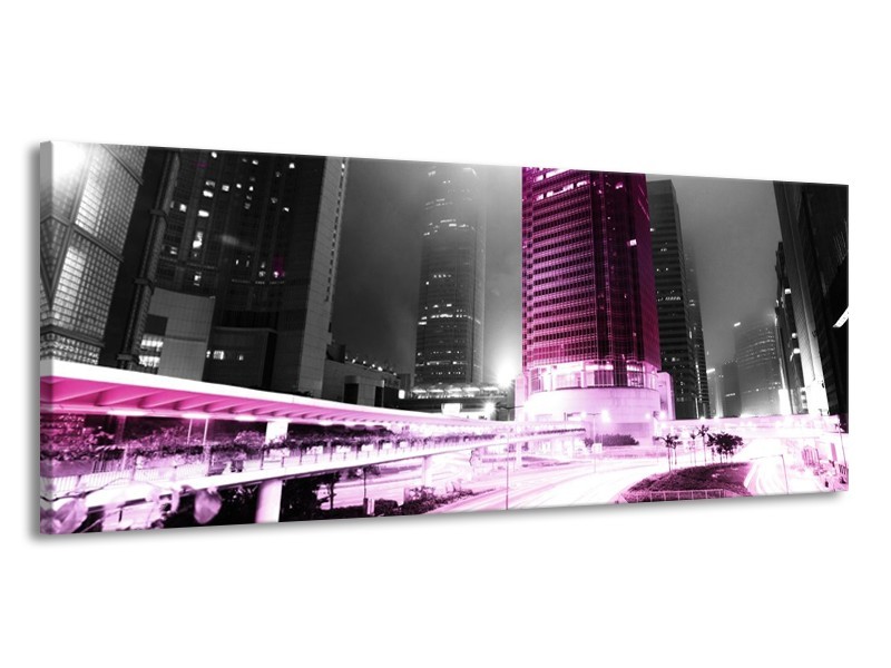 Canvas schilderij Steden | Paars, Zwart, Grijs | 145x58cm 1Luik