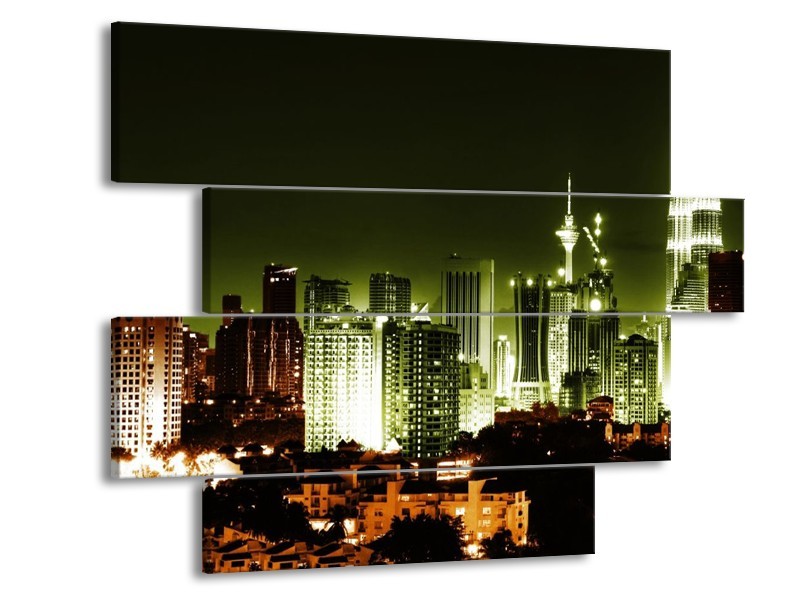 Glas schilderij Nacht | Bruin, Groen, Zwart | 115x85cm 4Luik