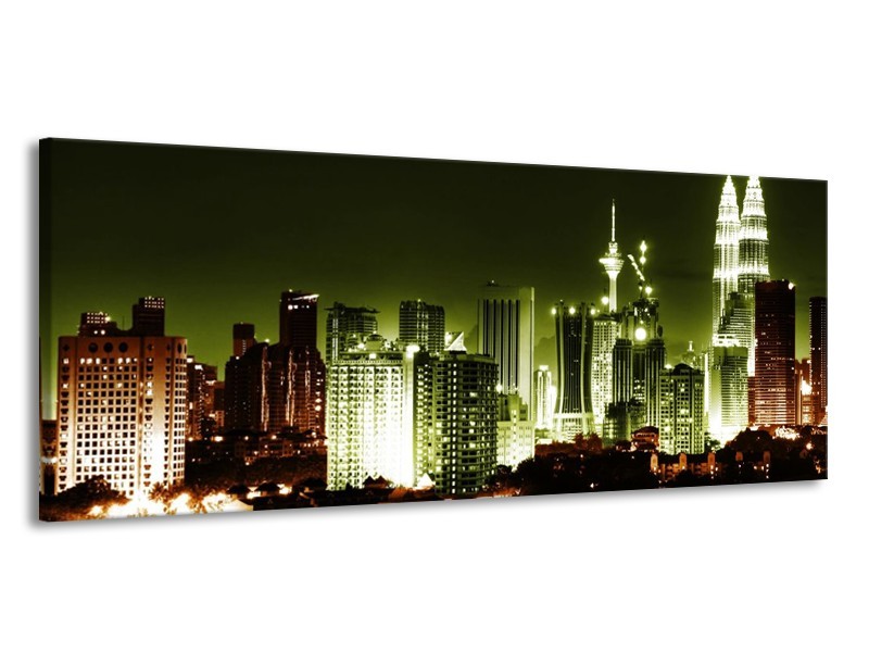 Canvas schilderij Nacht | Bruin, Groen, Zwart | 145x58cm 1Luik