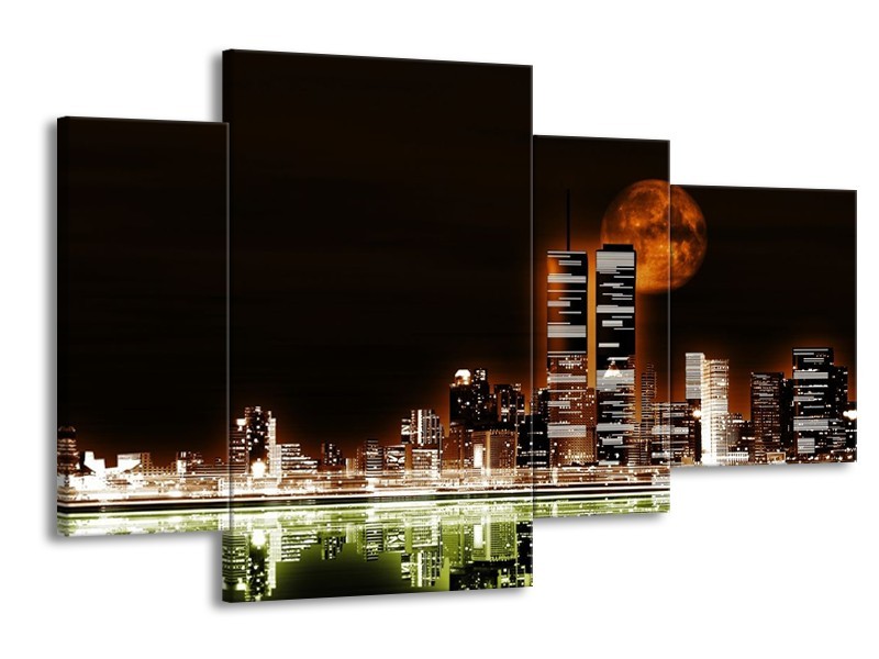 Glas schilderij Nacht | Groen, Bruin | 120x75cm 4Luik