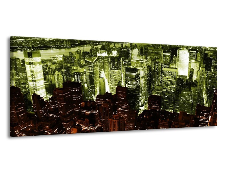 Canvas schilderij Steden | Bruin, Groen, Wit | 145x58cm 1Luik