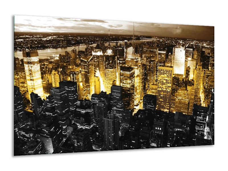 Canvas schilderij Steden | Geel, Zwart, Wit | 120x70cm 1Luik