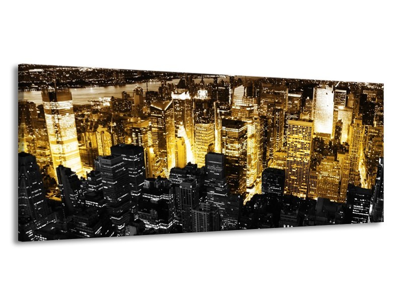 Canvas schilderij Steden | Geel, Zwart, Wit | 145x58cm 1Luik