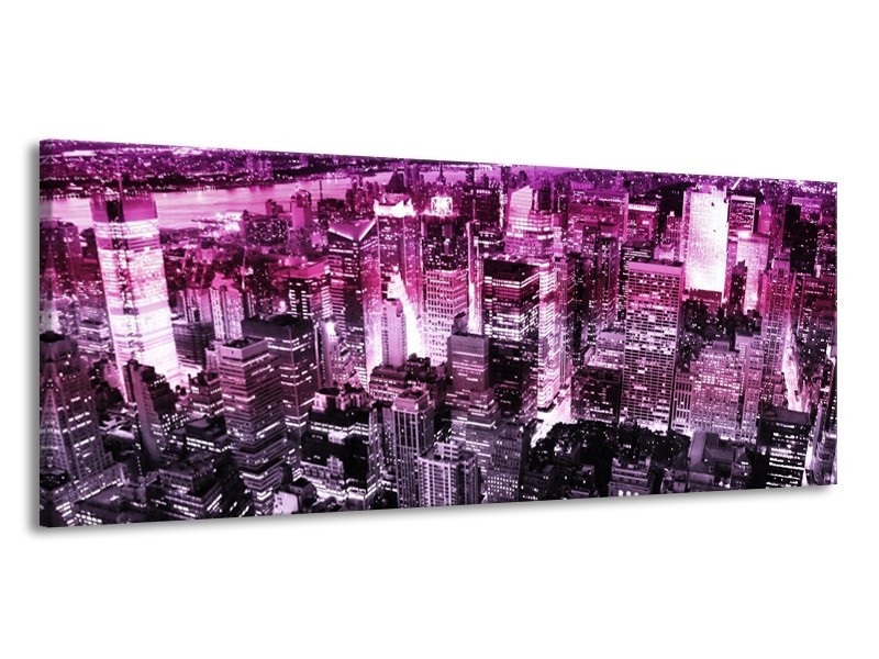 Canvas schilderij Steden | Paars, Wit, Zwart | 145x58cm 1Luik