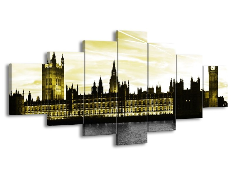 Glas schilderij Londen | Groen, Goud, Zwart | 210x100cm 7Luik