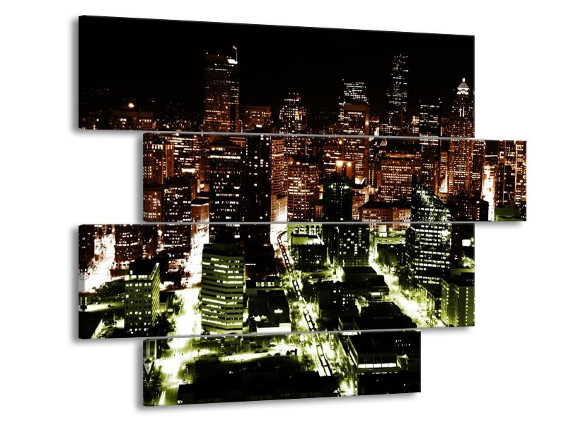 Glas schilderij Nacht | Bruin, Groen, Zwart | 115x85cm 4Luik