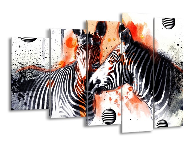 Glas schilderij Zebra | Rood, Zwart, Wit | 150x100cm 5Luik