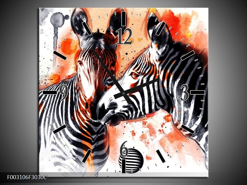 Klok schilderij Zebra | Rood, Zwart, Wit | 30x30cm 1Luik
