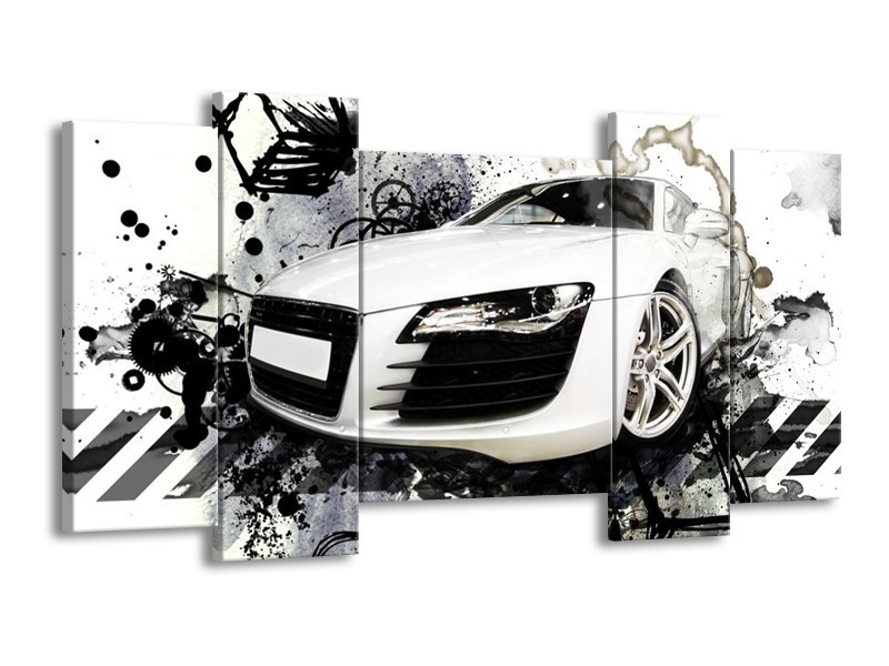 Glas schilderij Audi | Wit, Zwart, Grijs | 120x65cm 5Luik