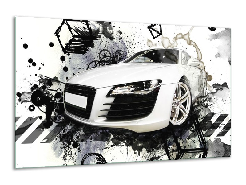 Glas schilderij Audi | Wit, Zwart, Grijs | 120x70cm 1Luik