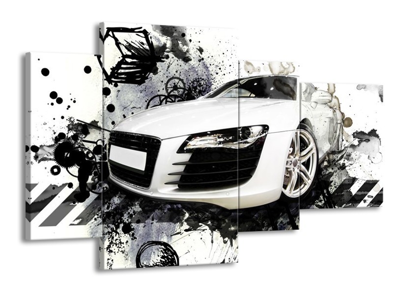 Glas schilderij Audi | Wit, Zwart, Grijs | 120x75cm 4Luik