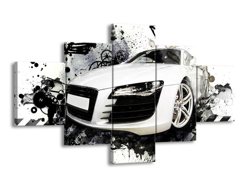 Glas schilderij Audi | Wit, Zwart, Grijs | 125x70cm 5Luik