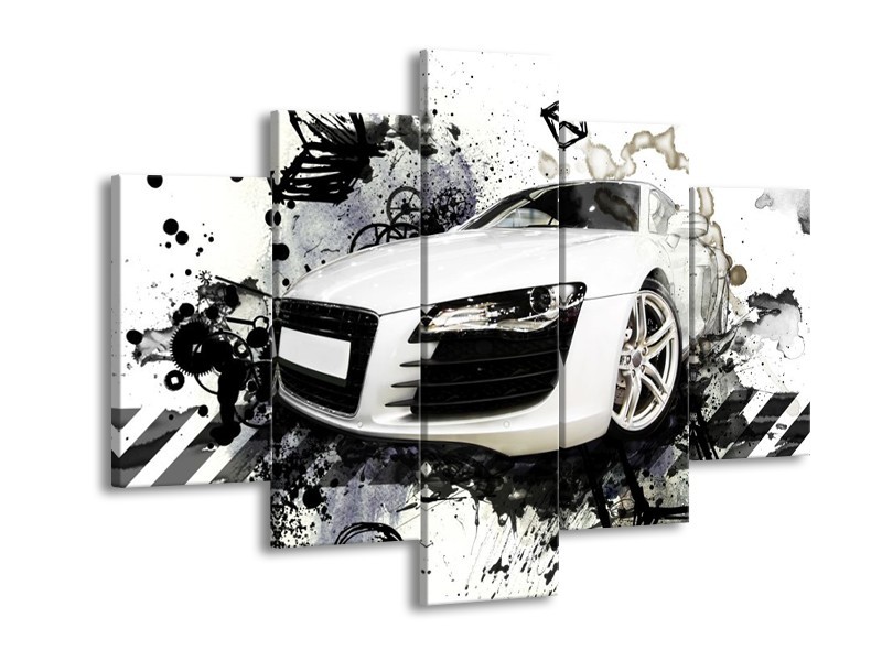 Glas schilderij Audi | Wit, Zwart, Grijs | 150x105cm 5Luik