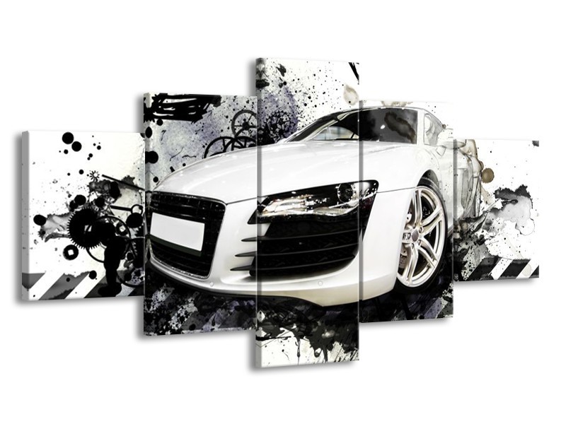 Glas schilderij Audi | Wit, Zwart, Grijs | 150x80cm 5Luik