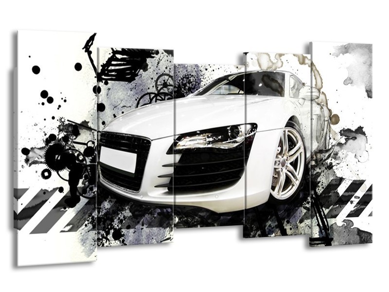 Canvas schilderij Audi | Wit, Zwart, Grijs | 150x80cm 5Luik