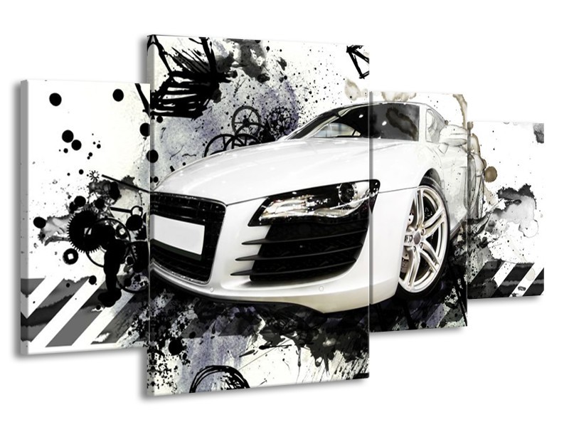 Glas schilderij Audi | Wit, Zwart, Grijs | 160x90cm 4Luik