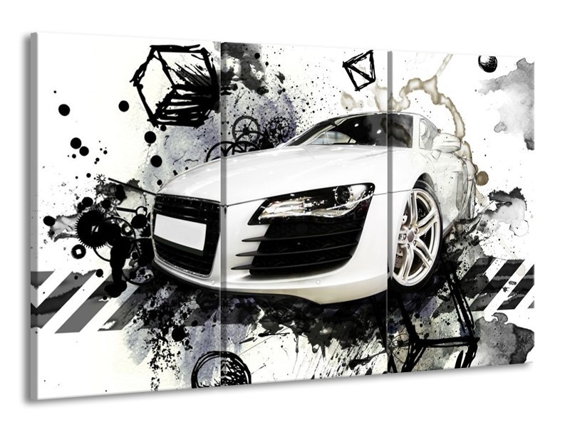 Glas schilderij Audi | Wit, Zwart, Grijs | 165x100cm 3Luik