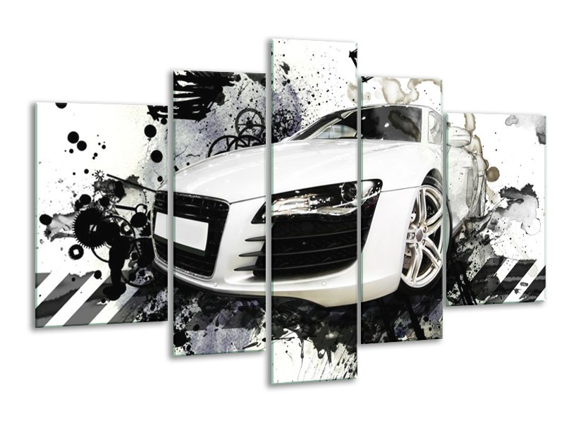 Glas schilderij Audi | Wit, Zwart, Grijs | 170x100cm 5Luik