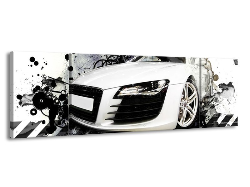 Canvas schilderij Audi | Wit, Zwart, Grijs | 170x50cm 3Luik