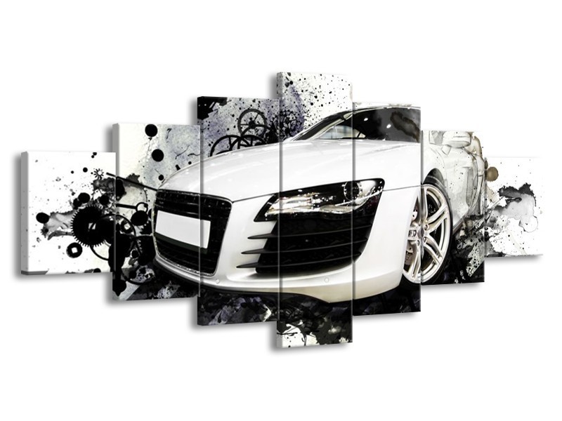 Glas schilderij Audi | Wit, Zwart, Grijs | 210x100cm 7Luik