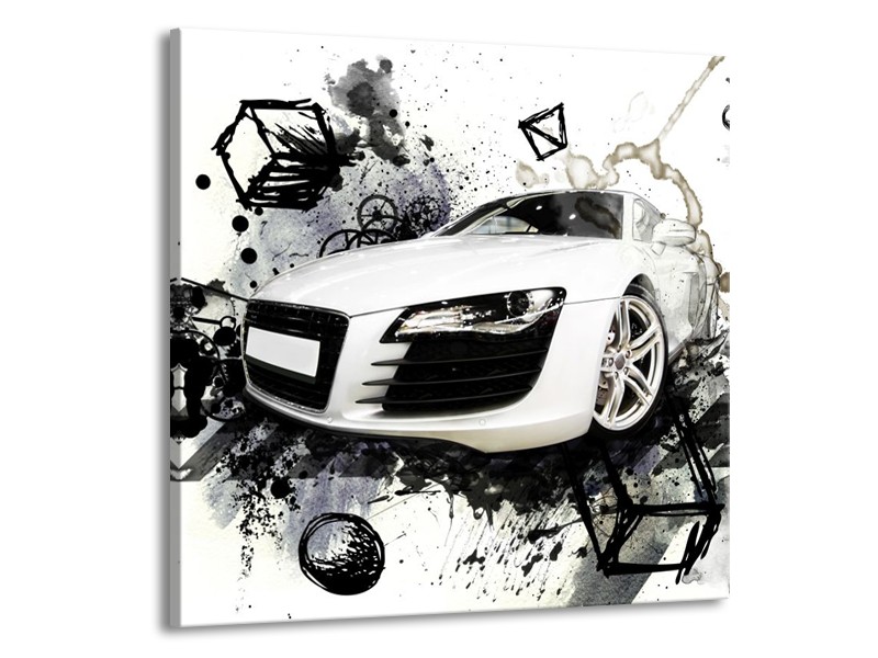 Glas schilderij Audi | Wit, Zwart, Grijs | 50x50cm 1Luik
