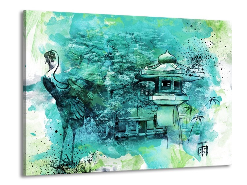 Canvas schilderij Natuur | Groen, Blauw, Wit | 100x70cm 1Luik