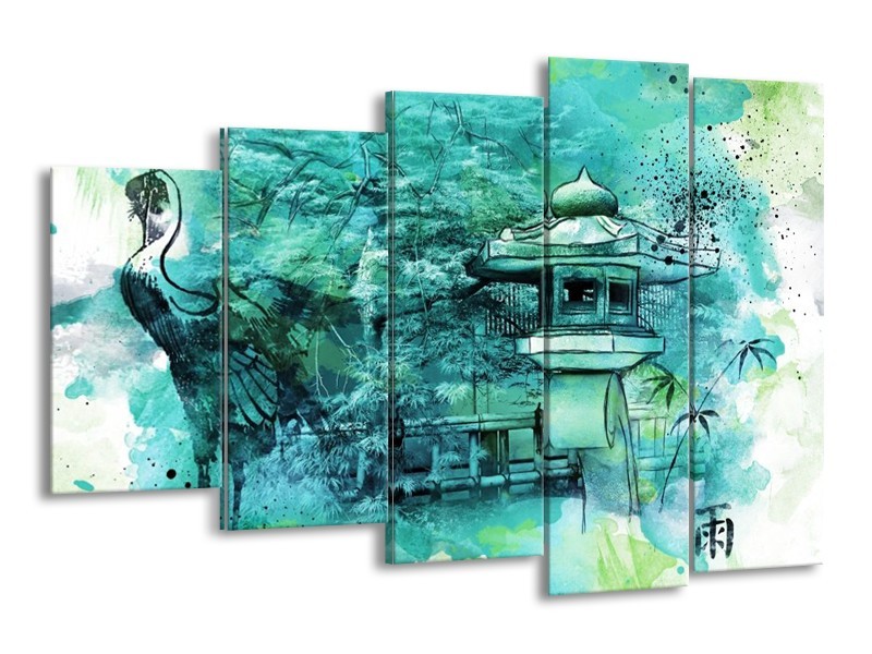 Canvas schilderij Natuur | Groen, Blauw, Wit | 150x100cm 5Luik