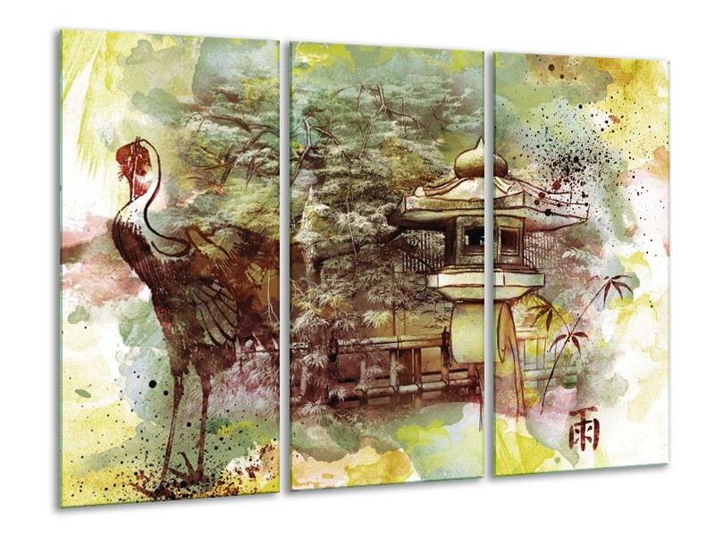 Canvas schilderij Natuur | Groen, Rood, Geel | 120x80cm 3Luik