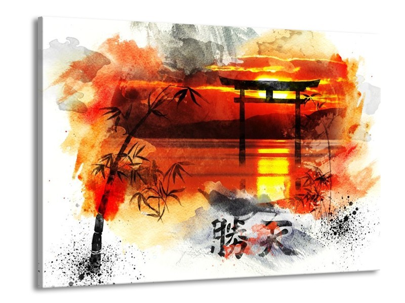 Canvas schilderij China | Rood, Zwart, Wit | 100x70cm 1Luik