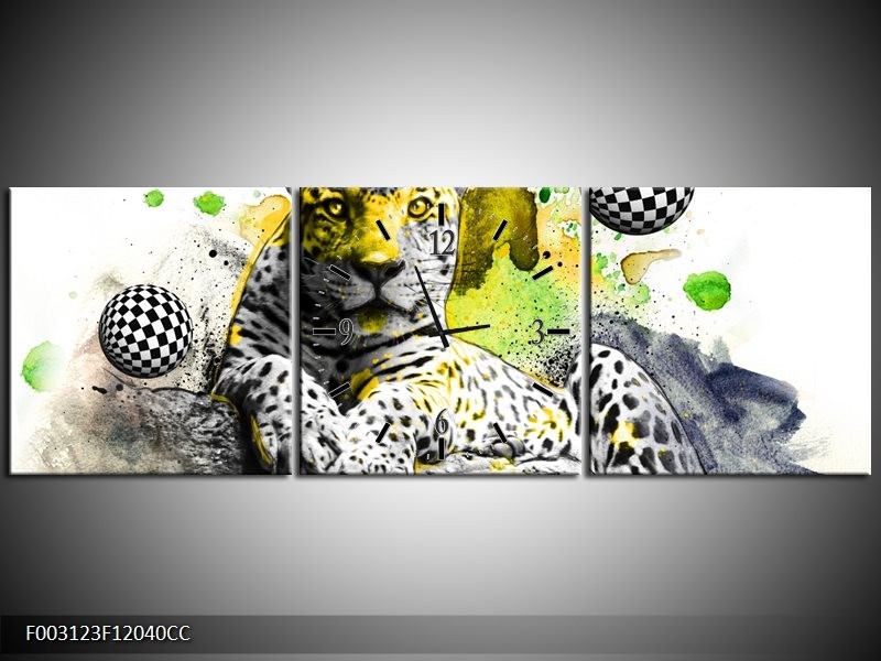 Klok schilderij Natuur | Groen, Zwart, Wit | 120x40cm 3Luik